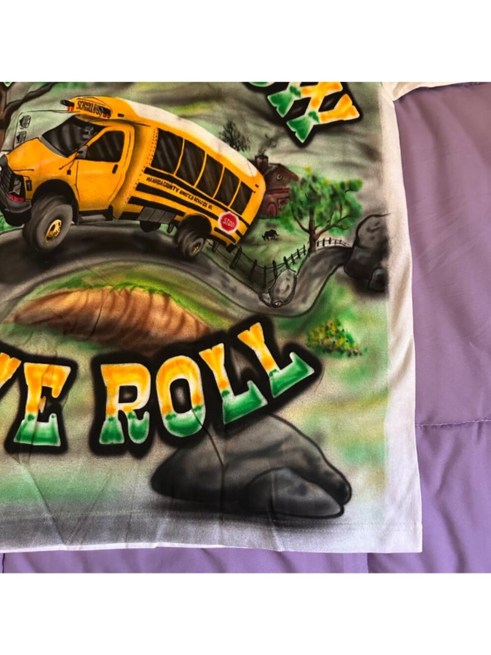 Custom Airbrushed "This Is How We Roll" T-Shirt With Bus Design Personalized "Ke - Picture 5 of 13